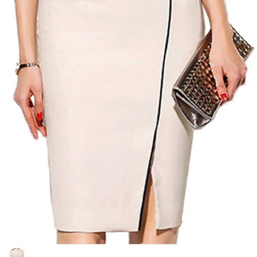 Short Sleeve Colorblock Slim Bodycon Pencil Dress - Picture 2 of 8